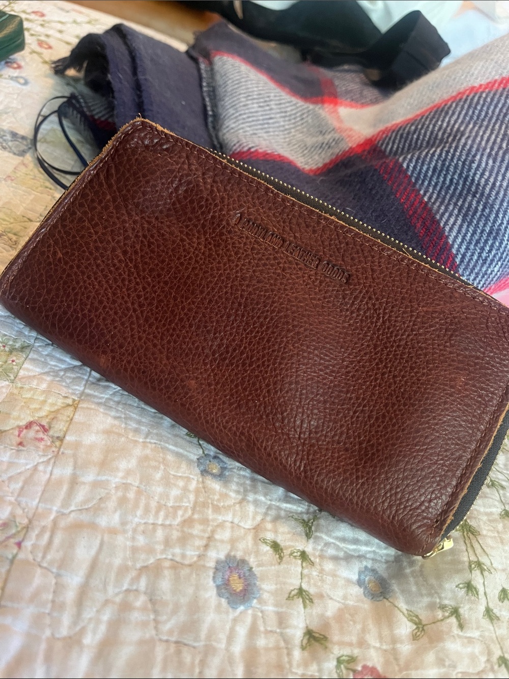 Portland Leather Chocolate Brown Pebbled Leather Zip Wallet